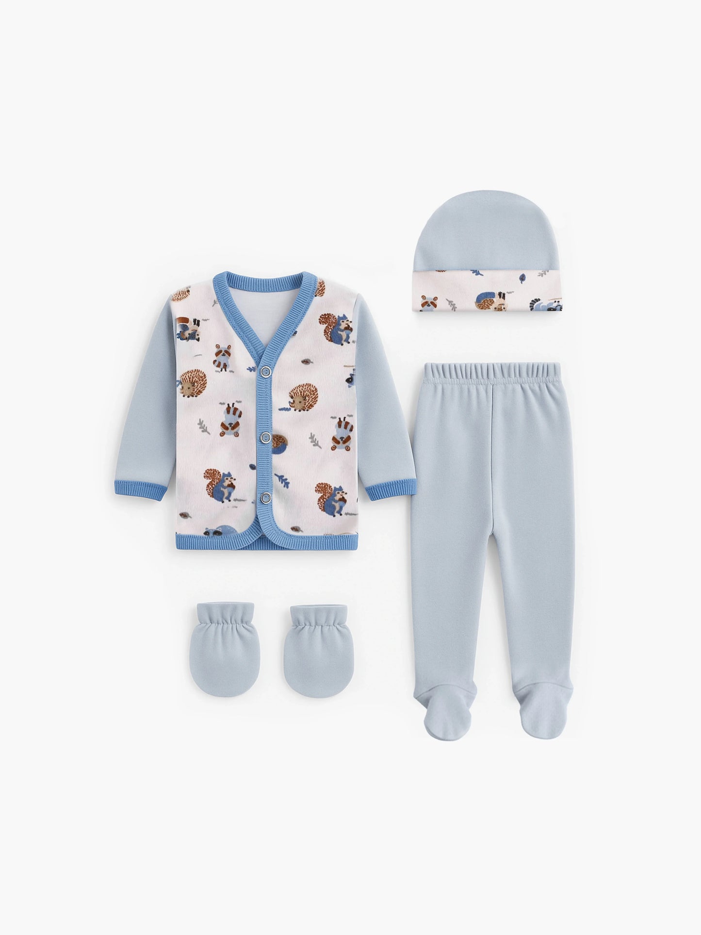 Ajuar de 4 piezas con bata estampada